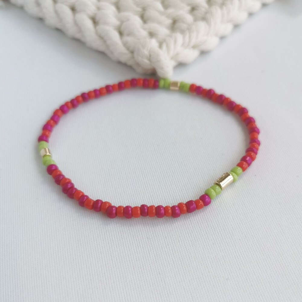 Authentic Roxanne Assoulin Color Therapy Pink Green Beaded Bracelet